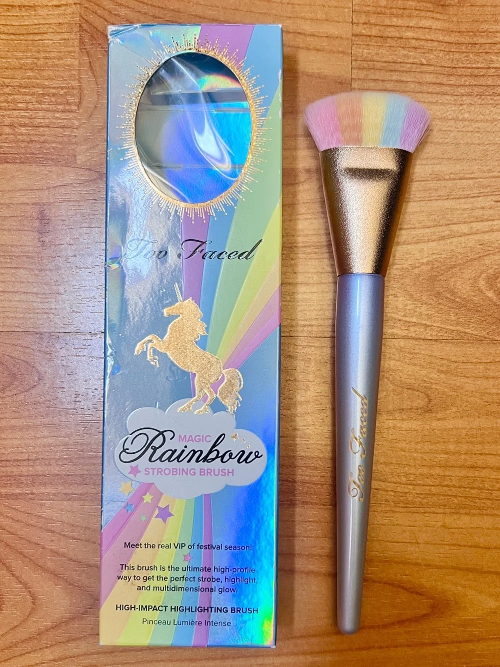 Too Faced Magic Rainbow Strobing Brush — Pastel Pink, Yellow, Blue & Lavender